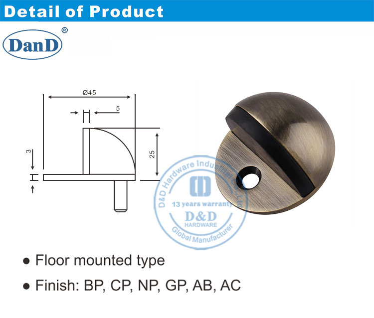 door stopper antique brass