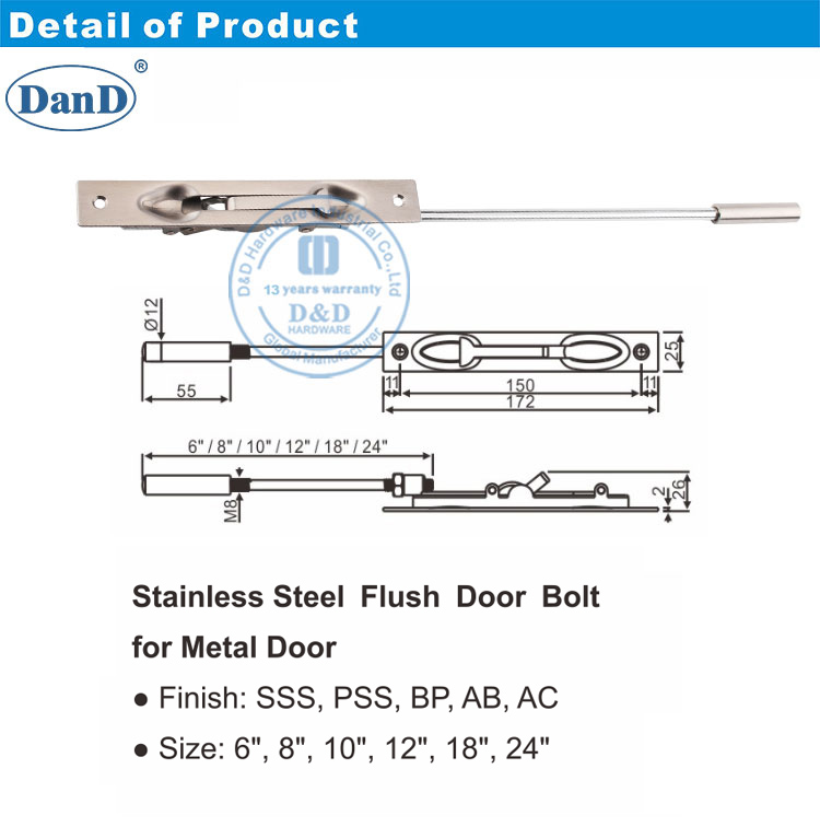 door flush bolt lock