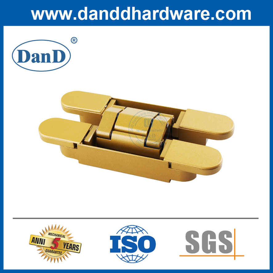 3D Hidden Adjustable 180 Degree Gold Plated Invisible Wooden Door Hinges-DDCH008