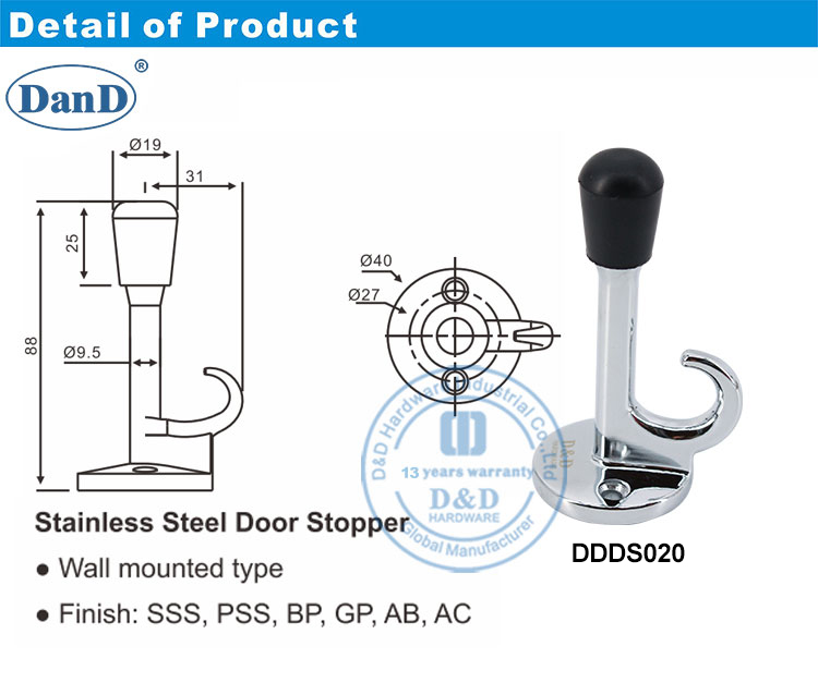 Polished Chrome Door Stop