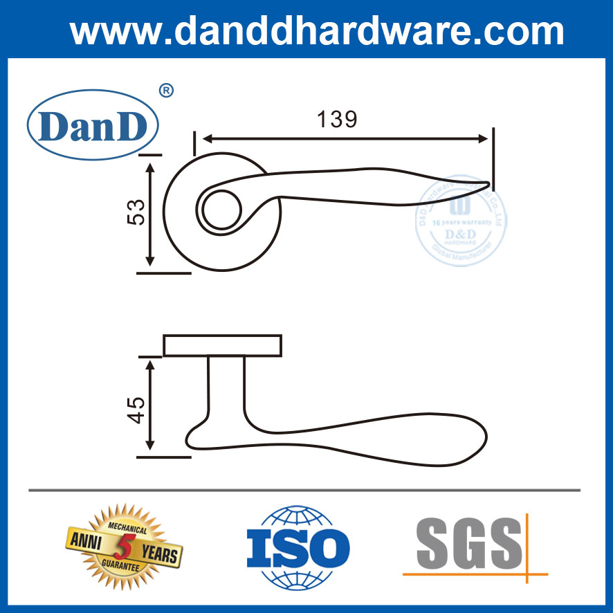 Satin Stainless Steel Euro Simple Style Lever Entry Door Handles-DDSH025