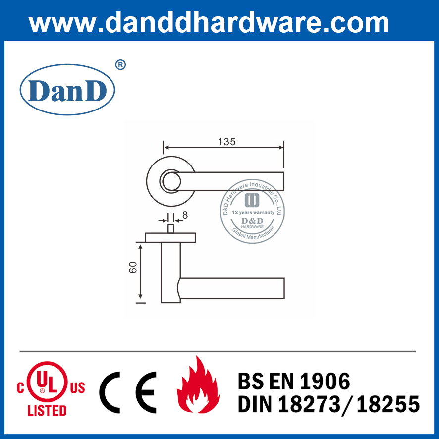 Stainless Steel 304 Safe Lever Door Handle for Double Door-DDTH017