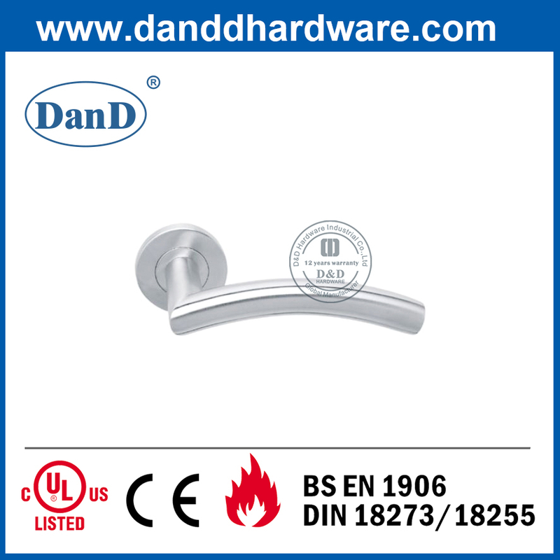 BS EN1906 SUS304 Fireproof Privacy Round Rose Door Lever Handle-DDTH008