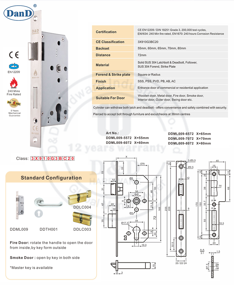 European Mortise Lock-D and D Hardware