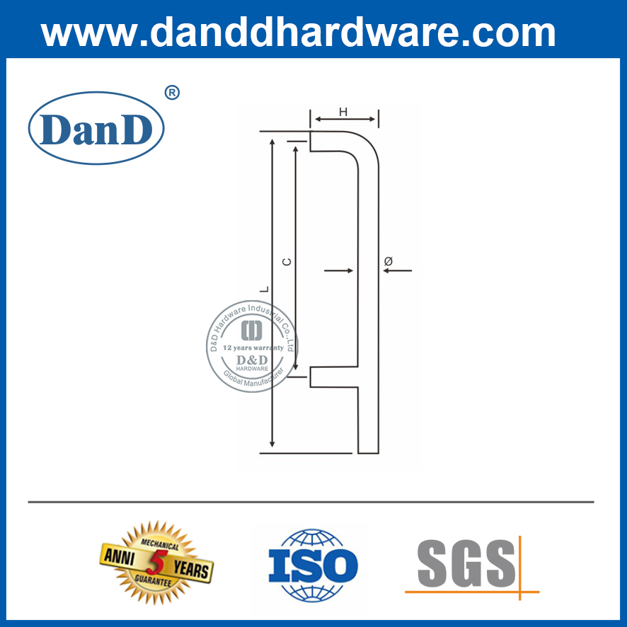 Stainless Steel 304 Contemporary Pull Handle for Super Market-DDPH010