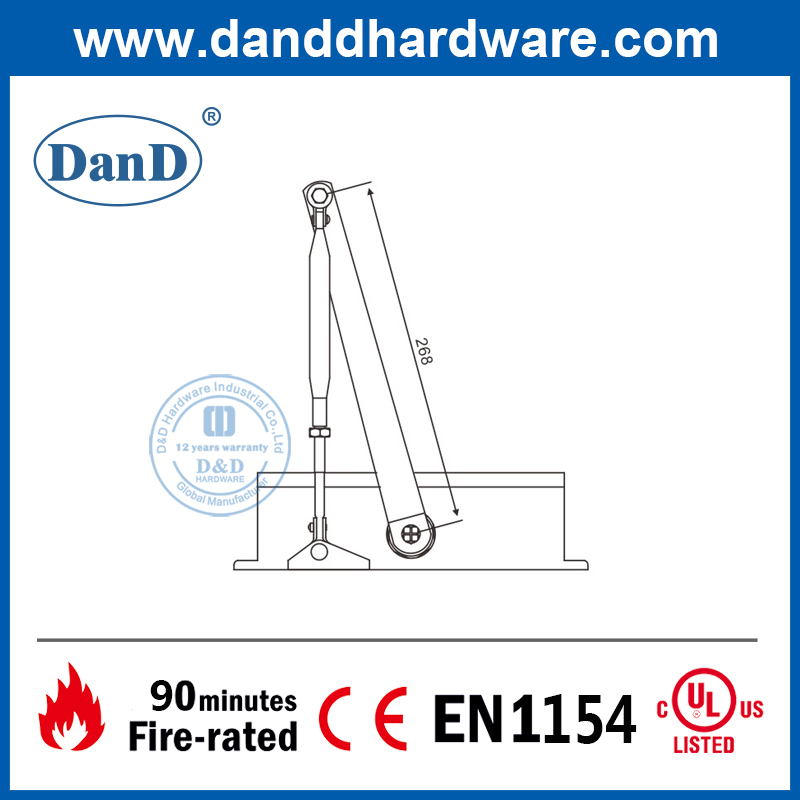 CE EN1154 Automatic Overhead Heavy Duty Fire Door Closer-DDDC018