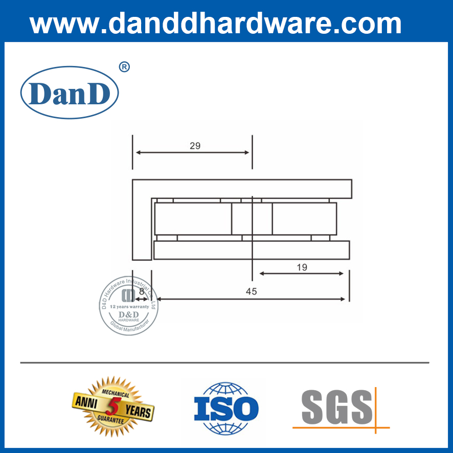 China Factory Stainless Steel Glass Fitting Clip-DDGC001