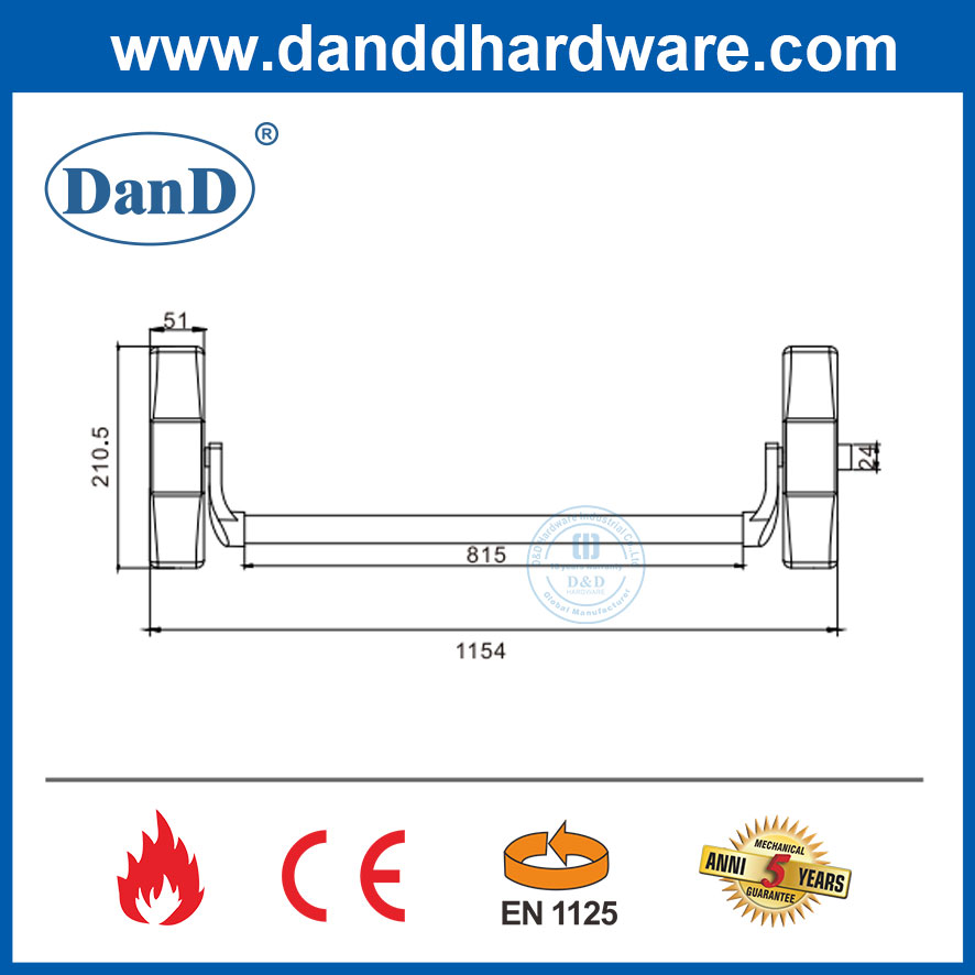 Commercial Stainless Steel CE Heavy Duty Fire Exit Door Panic Cross Bar-DDPD047