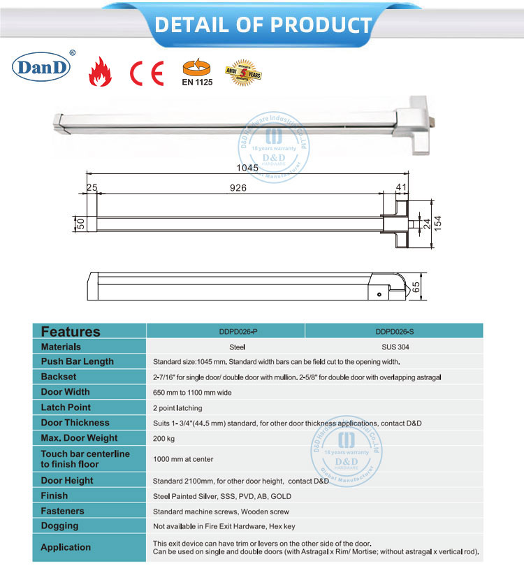 Emergency Door Push Bar