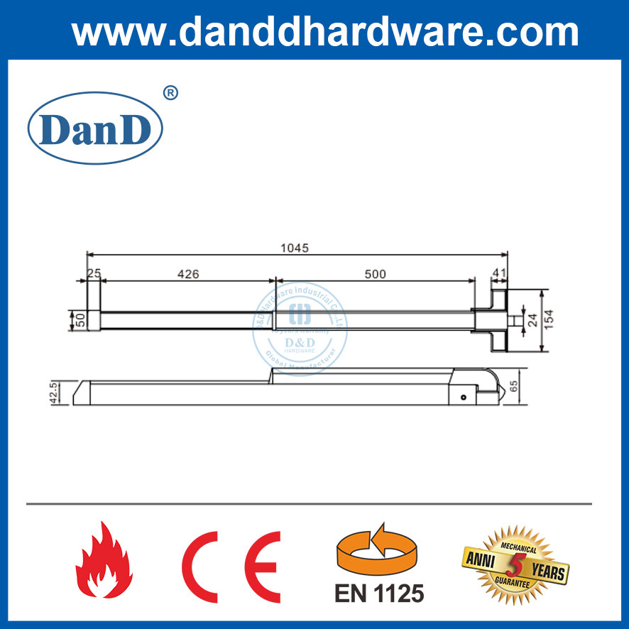 CE Fire Stainless Steel Panic Device Push Bar for Double Open Doors-DDPD025