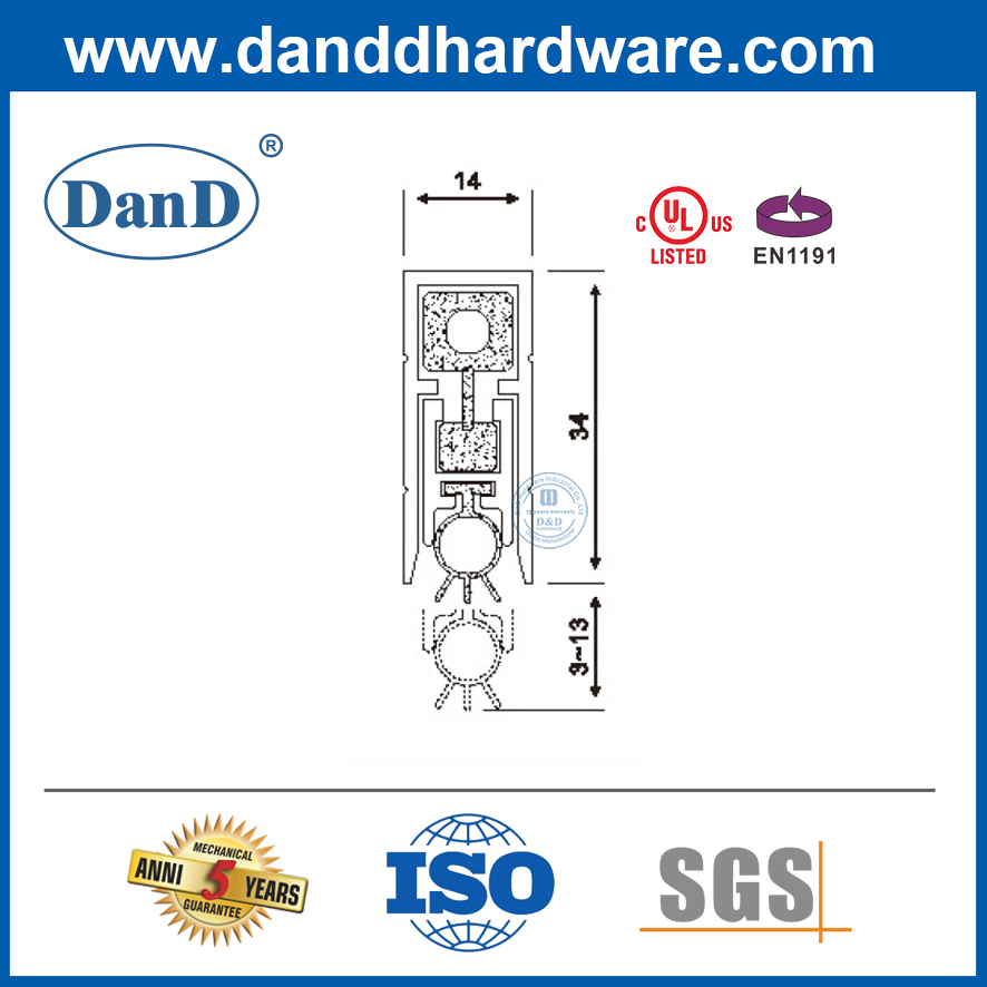 Aluminum Automatic Drop Seal Concealed Door Bottom Seal Floor Door Seal-DDBS001