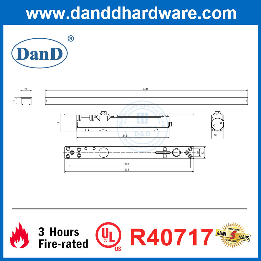 Concealed Commercial UL Aluminum Alloy Fireproof Cam Action Door Closer-DDDC053