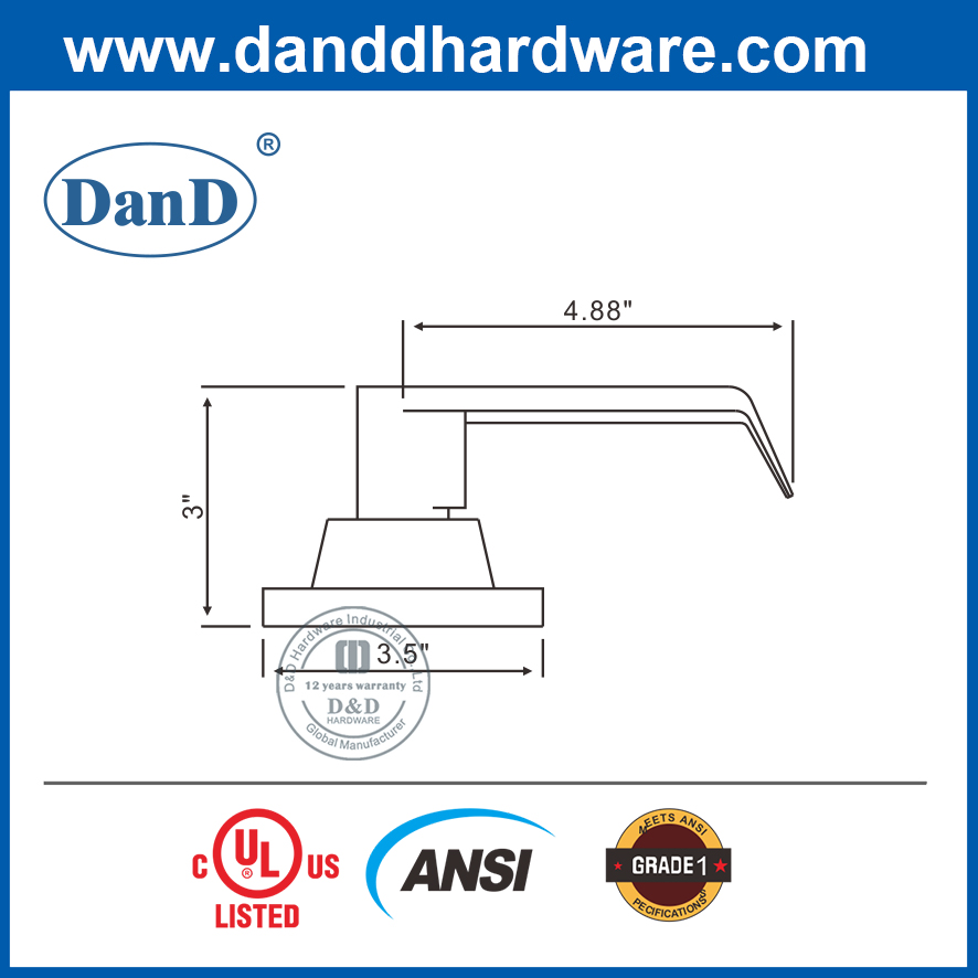 ANSI Grade 1 Zinc Alloy Lever Tubular Lockset for Metal Door-DDLK009