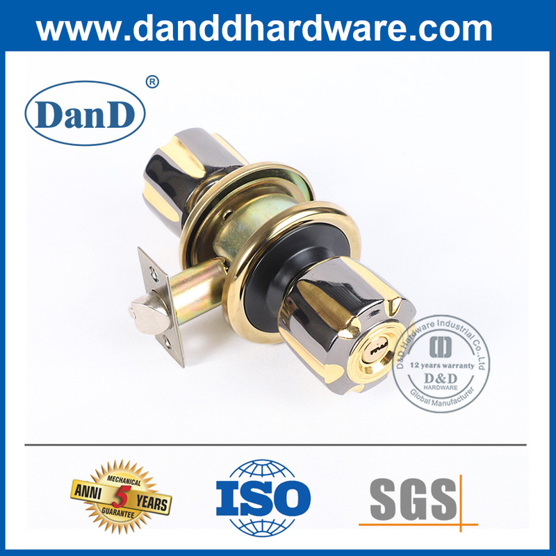 Matt Black and Gold Finish Zinc Alloy Door Knob Lock-DDLK059