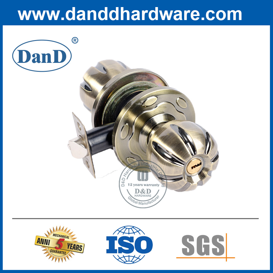 Silver Zinc Alloy Interior Door Knobs with Key Lock-DDLK045