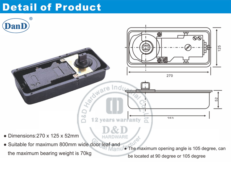 Floor Spring Hinge for Glass Door-D and D Hardware