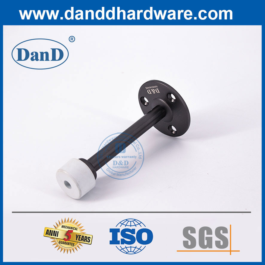 Stainless Steel Interior Door Stopper Black Metal Door Stop for Security-DDDS018