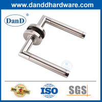 Stainless Steel Round Rosette Tube Wooden Door Hollow Lever Handle-DDTH021