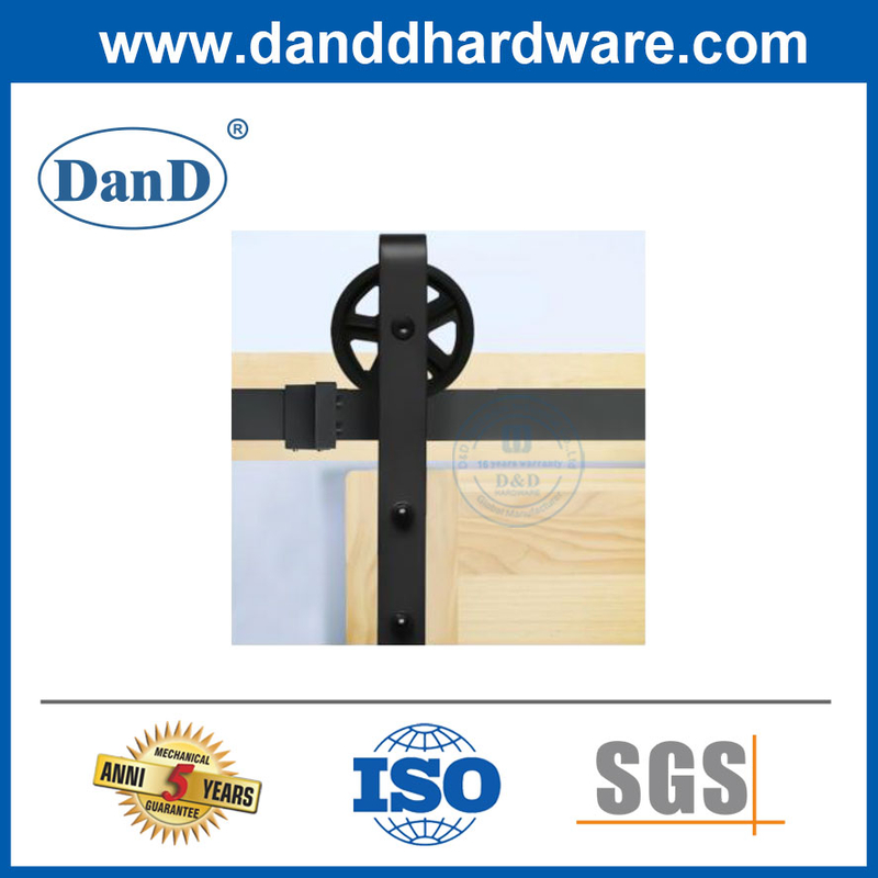  Modern Design Sliding Barn Door Hardware Kit Popular Wheel Shape Roller Mat Black Face Mounting-DDBD010