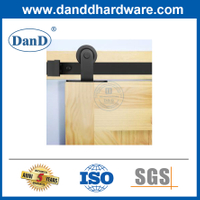 Double Single Wooden Doors Barn Door Rail Black Steel Hardware Track-DDBD002