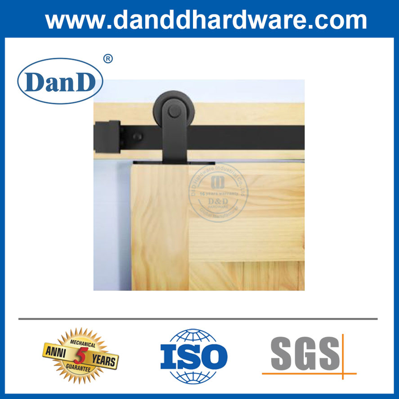 Double Single Wooden Doors Barn Door Rail Black Steel Hardware Track-DDBD002