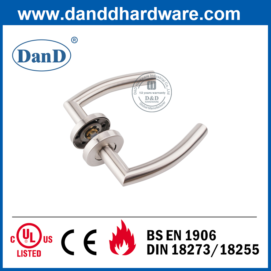 CE Class 4 Stainless Steel 304 Fireproof Door Handle with Round Rose-DDTH011