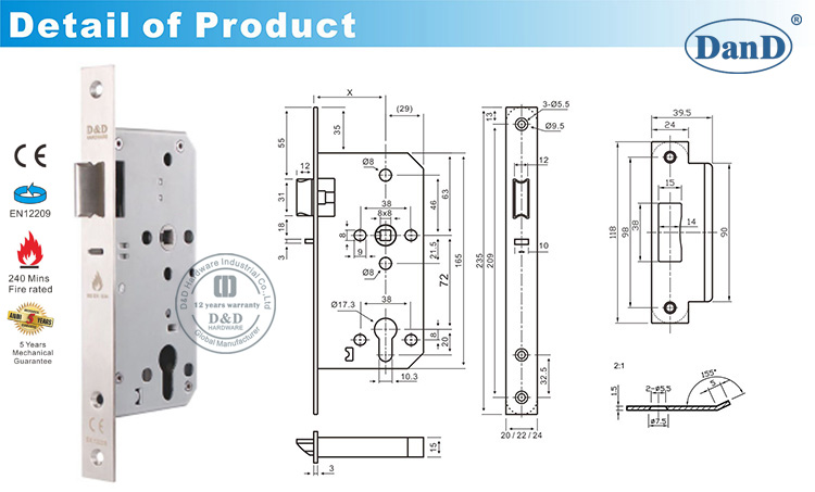 CE EN12209 Night Latch Lock-D and D Hardware