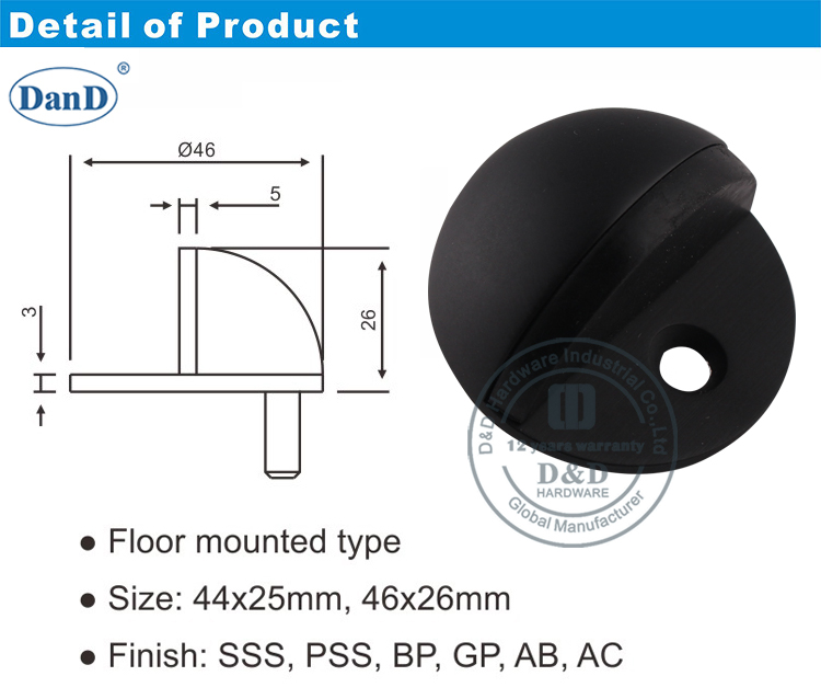Black Door Stop-D and D Hardware