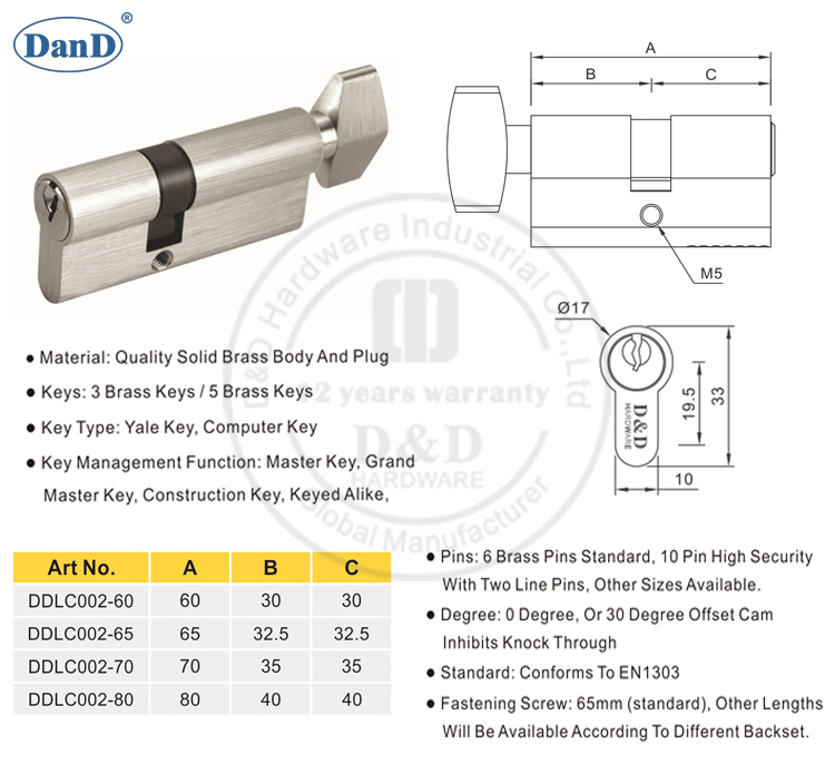 CE Door Lock Cylinder-D and D Hardware