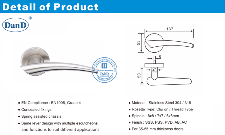 Front Door Lever-D and D Hardware