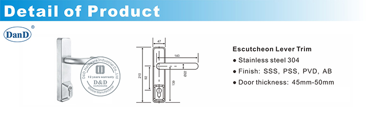 Emergency Exit Door With Escutcheon Lever Trim-D and D Hardware