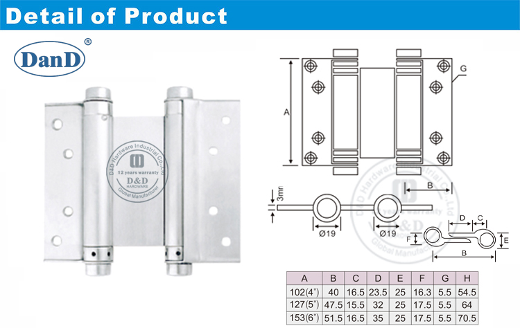 Double Action Spring Hinge-D and D Hardware