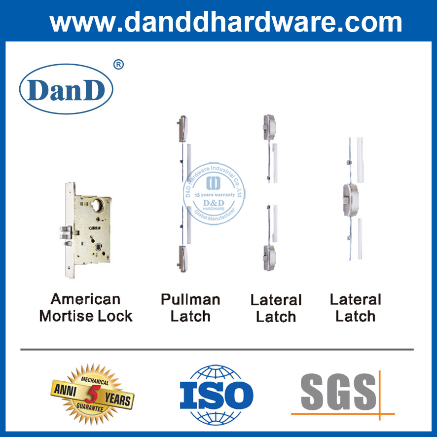 2 Point Lock Panic Bar Exit Device Stainless Steel And Aluminium Door Push Bar-DDPD304