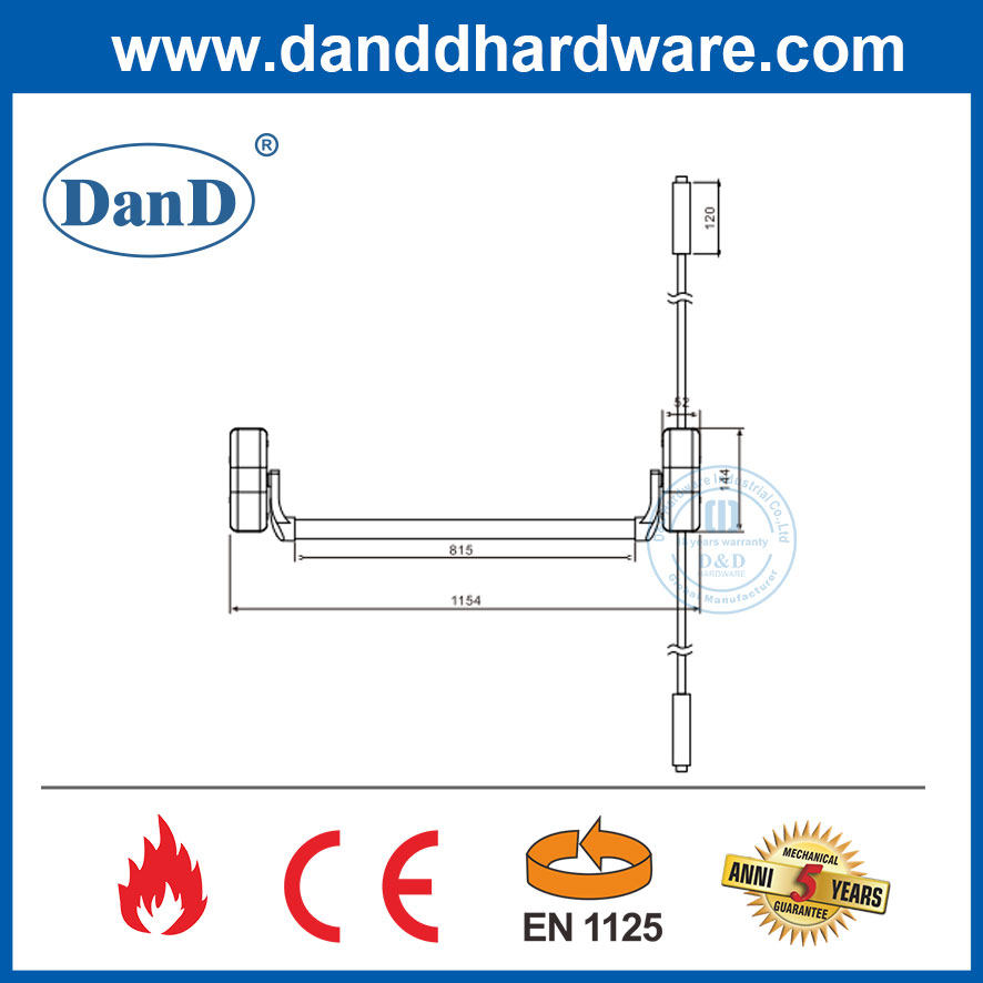 EN1634 Fire Rated Exit Hardware Single Double Door CE EN1125 Panic Bar-DDPD022