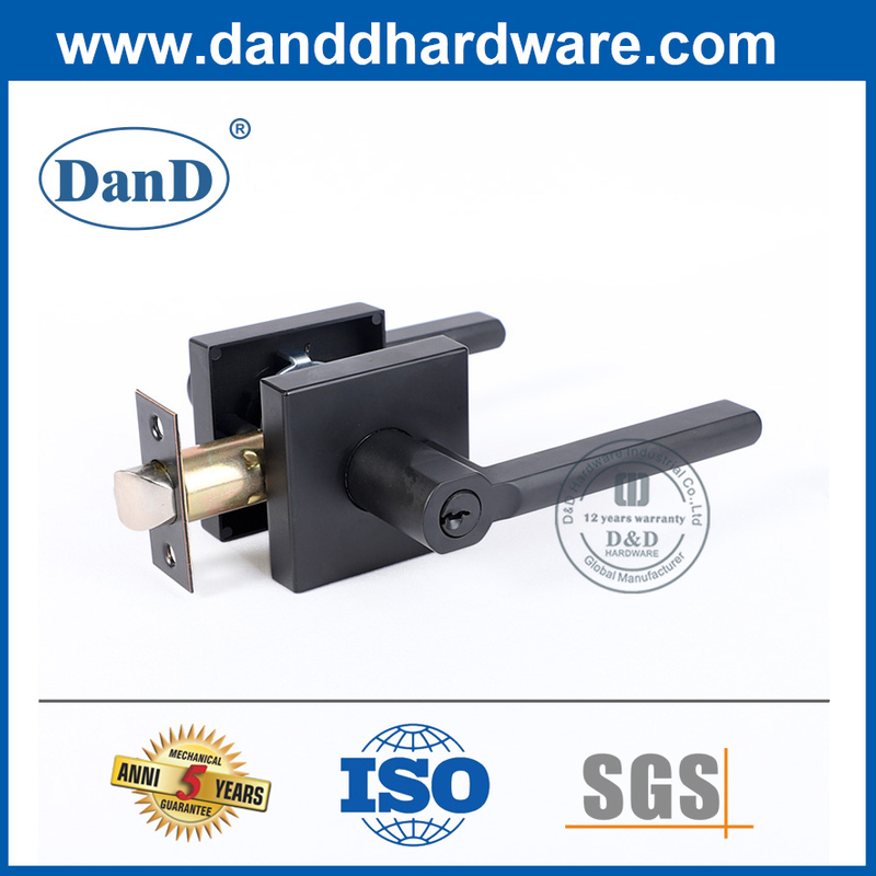 Matt Black Finish Zinc Alloy Square Tubular Lever Lockset-DDLK087
