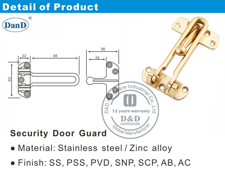 Zinc Alloy Door Guard for Hotel Door-D and D Hardware