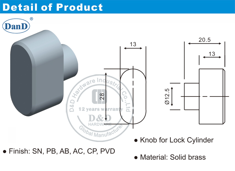 Konb for Door Cylinder-D and D Hardware
