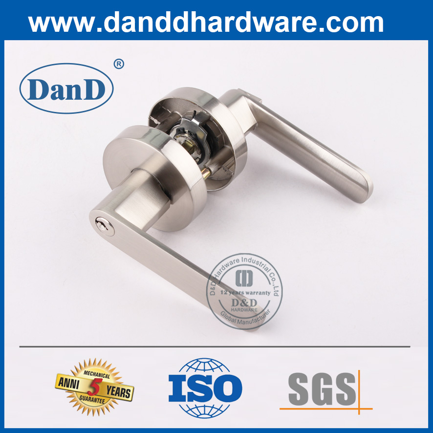 Silver One Way Locking Zinc Alloy Tubular Lever Lockset-DDLK095