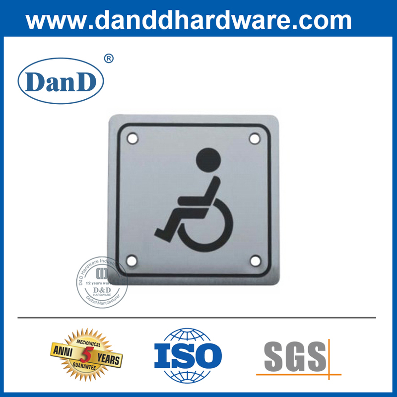Stainless Steel Square Type Disable Sign Plate for Metal Door-DDSP