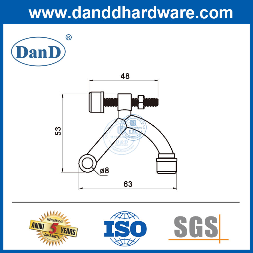 Self Adjusting Pad Protect Door Stainless Steel Hinge Pin Door Stopper-DDDS057