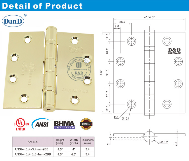 ANSI Grade 2 Outside Door Hinge