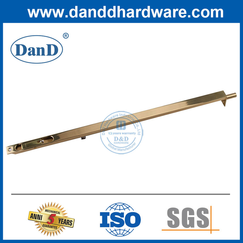 Golden Finish 12 Inch Brass Flush Bolt for Outside Door-DDDB002