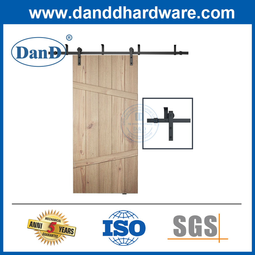 Exterior Hidden Track Matte Black Wooden Sliding Barn Door Hardware Kits-DDBD007