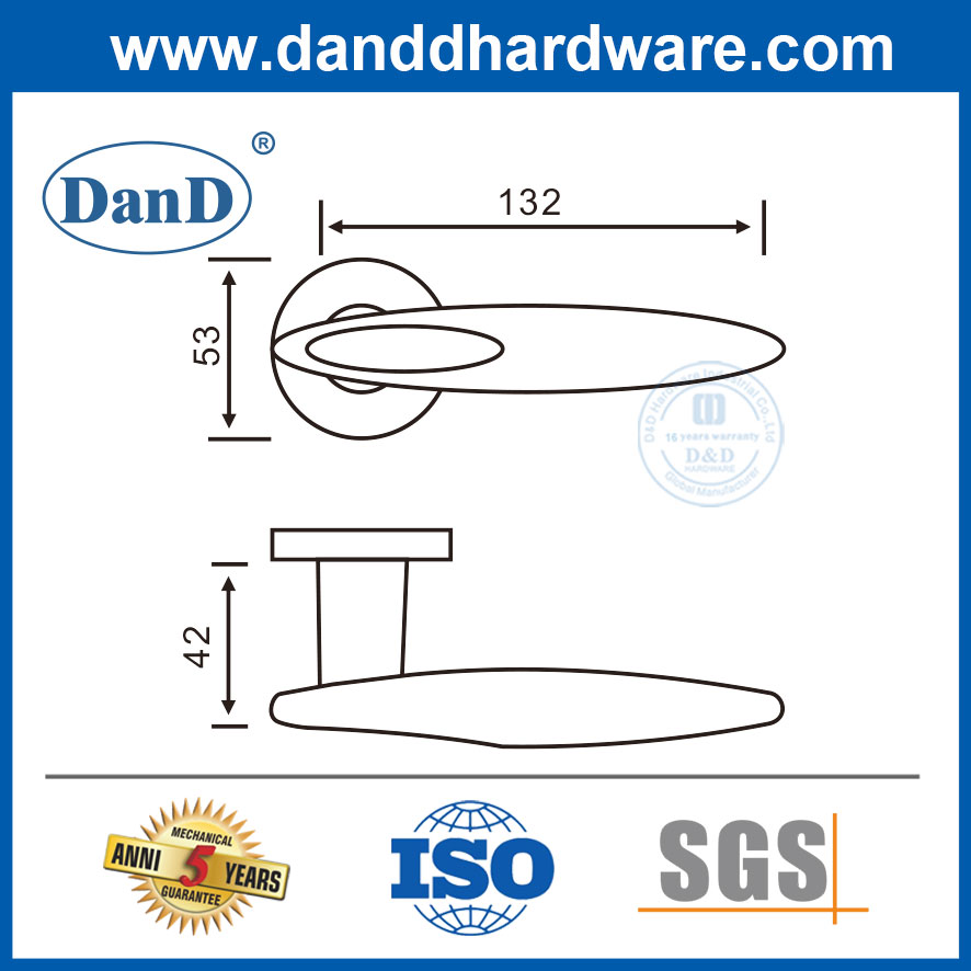 SS304 Solid Wood Door Privacy Internal Interior Door Lock Lever Handle-DDSH020