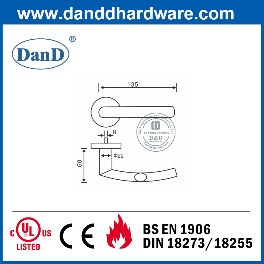 Best SS304 Ironmongery Security Privacy Bedroom Door Handle-DDTH025