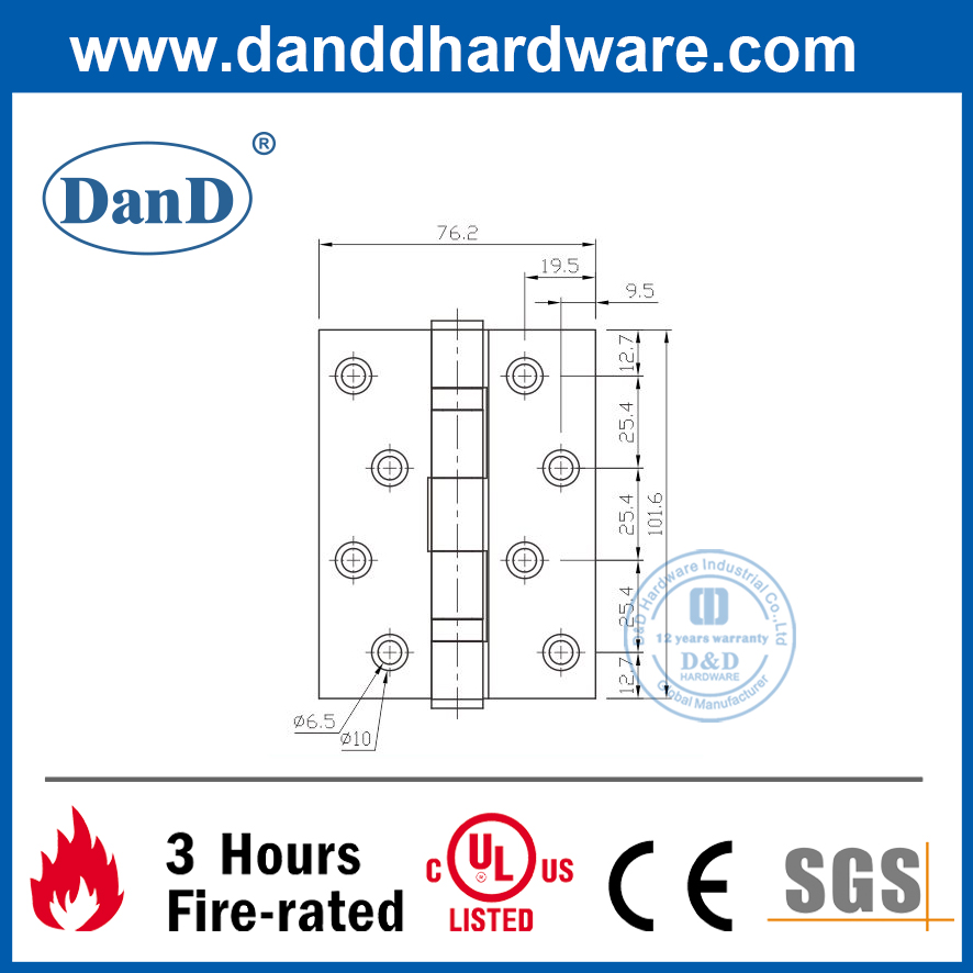 Stainless Steel 316 Double Crank Hinge for Flush Door-DDSS012