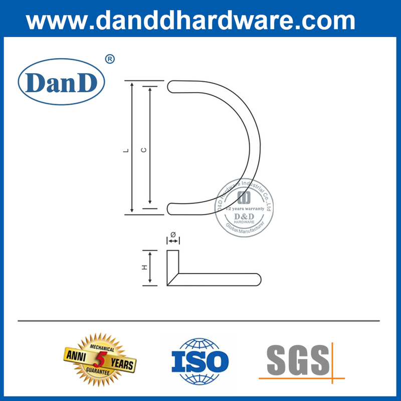 Stainless Steel 304 C Shaped Pull Handle for Commercial DoorDDPH003