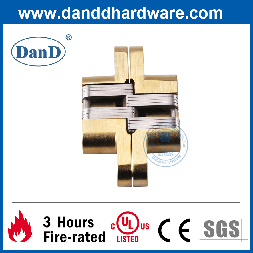 Satin Brass Zinc Alloy Concealed Door Hinge for Apartment Building-DDCH007