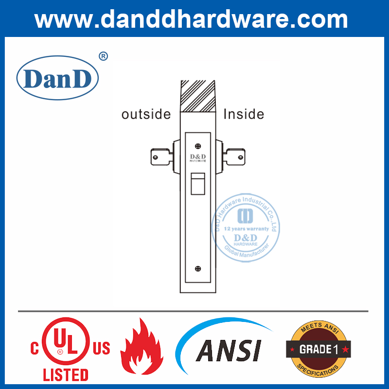 ANSI UL Listed SUS304 Mortice Deadlock with Thumbturn -DDAL17