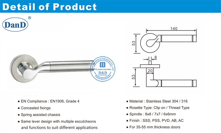 Passage Lever Handle-D and D Hardware